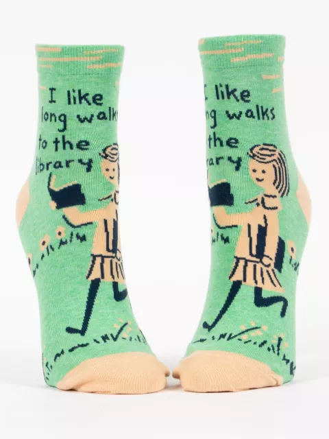 I Like Long Walks To The Library W-Ankle Socks