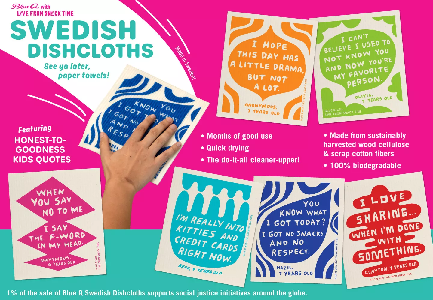 Blue Q Swedish Dishcloths! The do-it-all picker-upper!