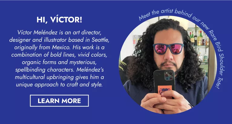 Meet Victor! The artist behind the new Rare Bird Shoulder Tote at Blueq.com!